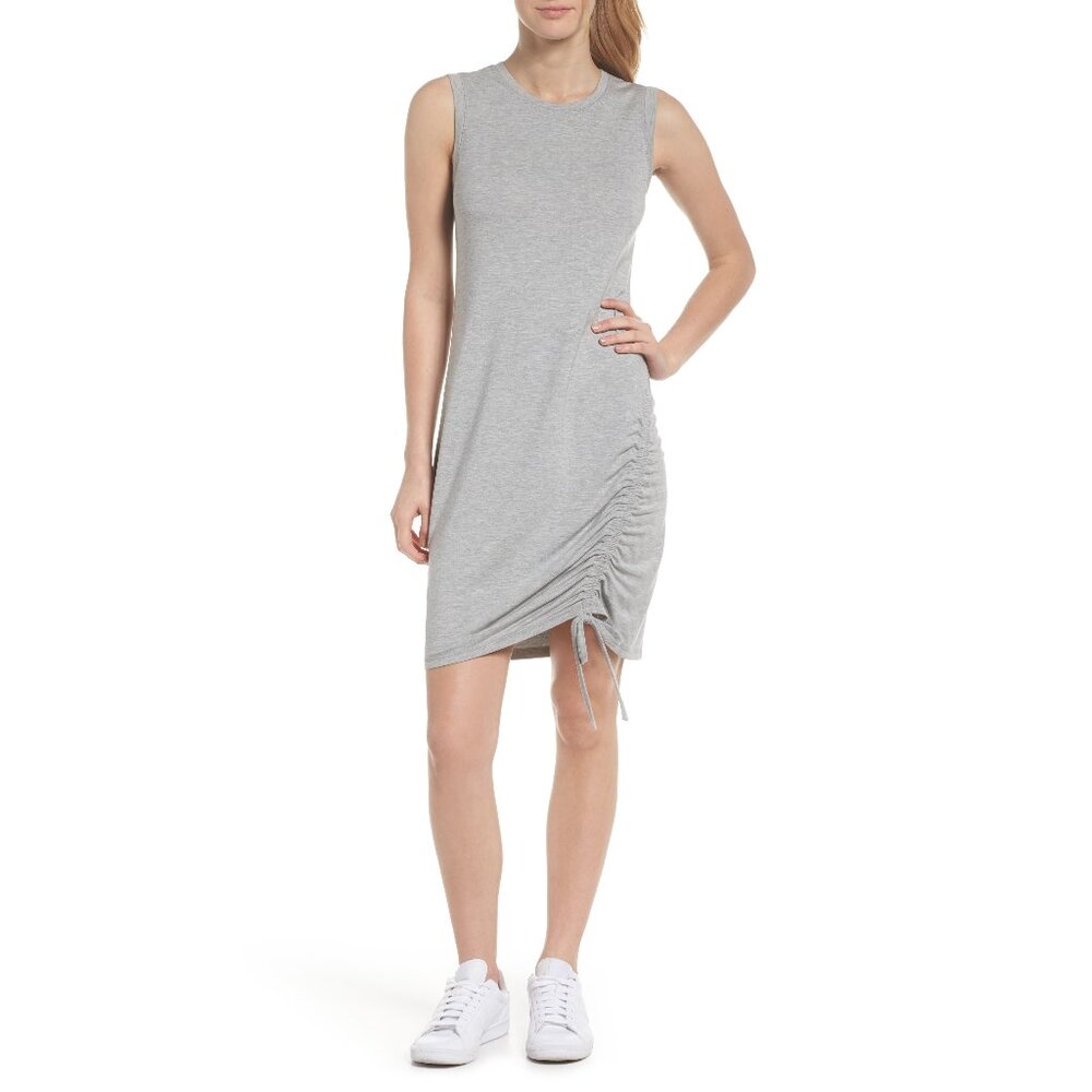 NWT Zella Nordstrom Womens Size Large Gray Post Studio Mini Athleisure Dress NEW
